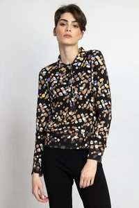 Ivko Hemd-Bluse gepunktet Shirt Pullover Punkte mehrfarbig 222734 Punkt Viskose - Picture 1 of 7