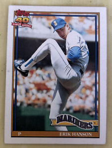 1991 Topps Erik Hanson Baseball Card #655 Mariners Pitcher Low-Grade O/C