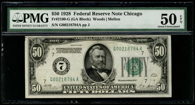 MALACK $50.00 1928 PMG 50 EPQ Nice price! pm0025 - Image 1 of 1