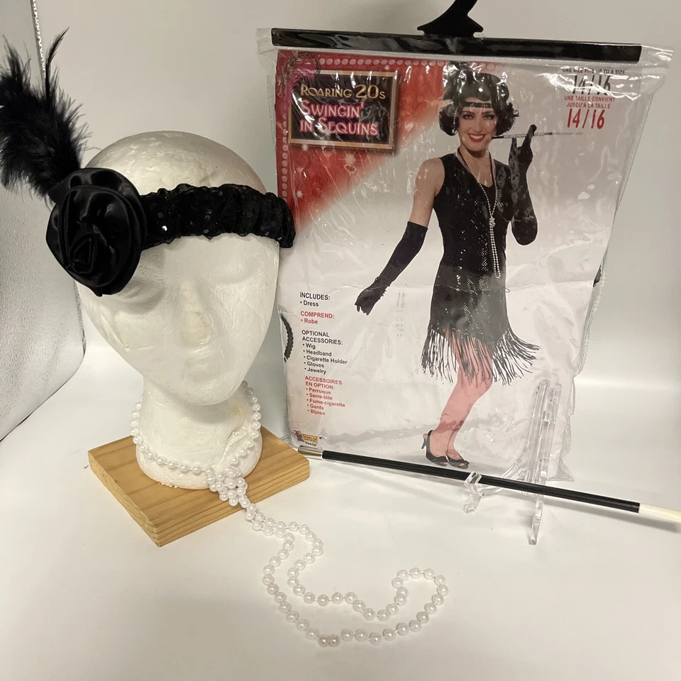 Womens Size 14/16 Roaring 20s Swingin In Sequins Halloween Costume w/Extras - Image 1 of 1
