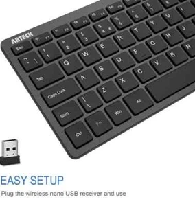 Wireless Keyboard Ultra Slim Black Compact USB Lightweight Ergonomic - Picture 1 of 6
