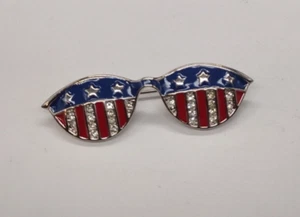 Patriotic Eyeglasses Hinged Lapel Pin - Picture 1 of 5