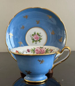 Antike Sevres Porzellan 1771 Mark Blau und Gold Teetasse und Untertasse - Bild 1 von 14