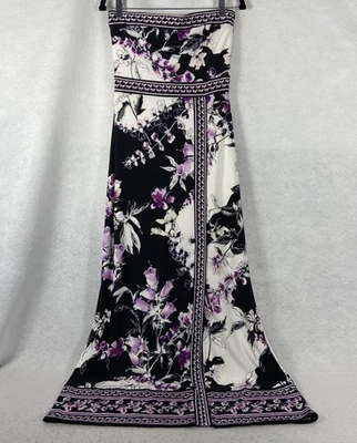 Vestido maxi feminino White House Black Market XS preto branco sem alças floral em excelente estado usado - Imagem 1 de 4