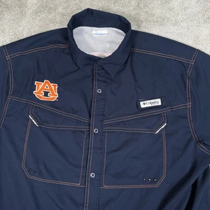 Auburn Tigers Columbia PFG Shirt Mens Large Blue Fishing Sport Football Logo - Picture 1 of 7