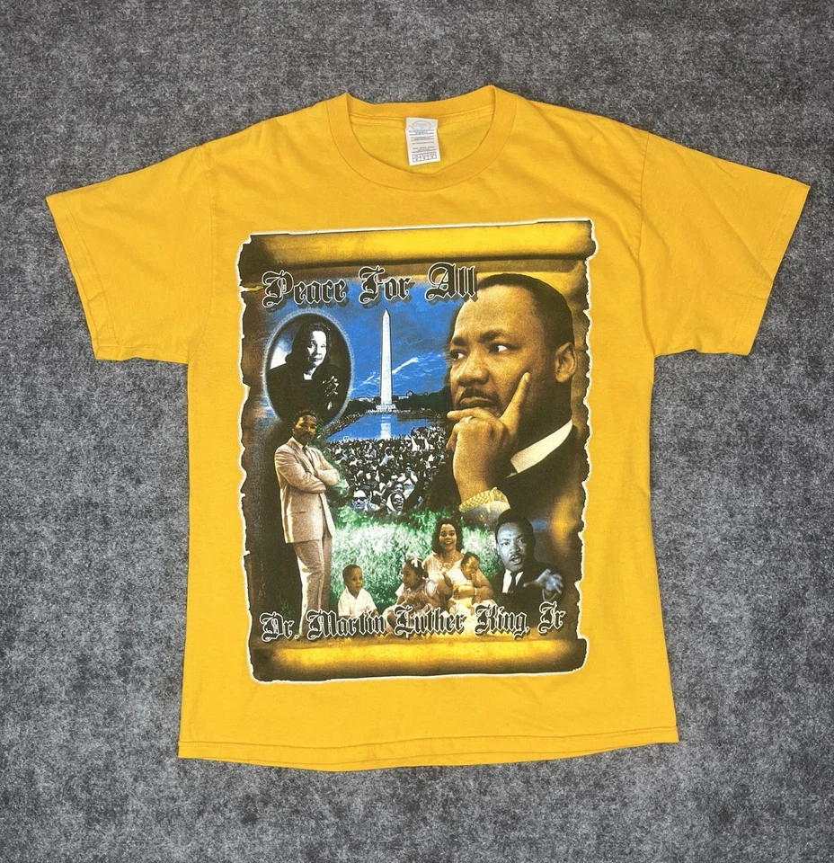 Camiseta De Colección Y2K Martin Luther King Rap Estilo Amarillo Gráfico Camiseta Mediana MLK Foto 1 de 4