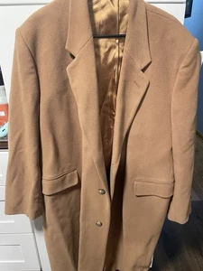 Men’s Wool And Cashmere Trench Overcoat XL Beige - Picture 1 of 7