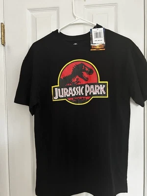 Kids Youth Medium 10-12 Jurassic Park Movie T-Shirt Black Red T-Rex Dinosaur - Image 1 of 4