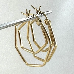Vintage 14k Yellow Gold Double Hoop Earrings 1.6 Grams - Picture 1 of 8