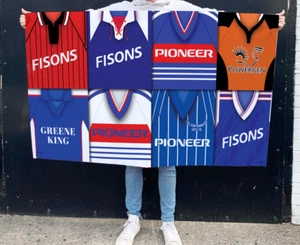 Ipswich Town Retro Shirt Montage Football Flag 5ftx3ft Man Cave Great Fans Gift - Picture 1 of 1