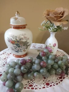Oriental Japan Satsuma Porcelain Ginger Jar Urn Peacock Cherry Blossom 1979 - Picture 1 of 10