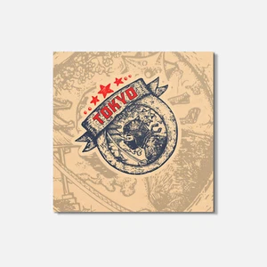 Tokyo Japan Vintage Stadt 4" x 4" Quadratische Holzuntersetzer - Bild 1 von 3