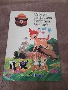 Vintage Smokey Bear Bambi Walt Disney Karton Poster 13"x18 1/2" - Bild 1 von 8