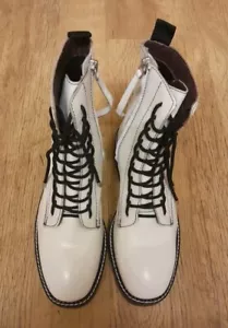 Topshop Winter White Leather Combat Boots Size 36/3.5 VGC Rrp £75 - Picture 1 of 20