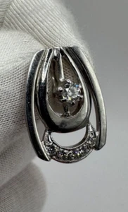 Ciondolo donna Ucraina oro epoca KYZ oro 18 carati 750 pietra oro bianco diamante 4,53 g - Foto 1 di 13