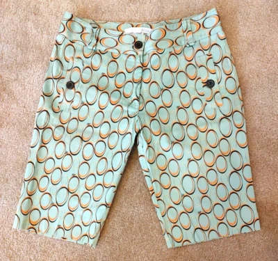Lija 8 Mint Green Orange Shorts Flat Front 4 Pocket Dress Golf CC Shorts - Image 1 of 3