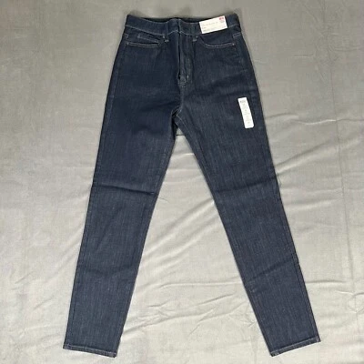 Pantalones de mezclilla Uniqlo para mujer 28 azul oscuro tiro alto ultra elásticos al tobillo algodón Foto 1 de 4