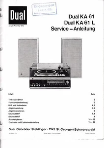 Servizio Manuale di Istruzioni per Dual Ka 61 - Foto 1 di 1