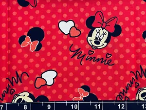 Tina Scrap 9"x22" Disney Minnie Mouse Valentine Heart Polka Dot Cotton Fabric - Picture 1 of 1