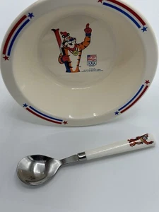 Kellogg's Tony the Tiger Cereal Bowl & Spoon 1992 Olympics Skis NEW - Bild 1 von 11
