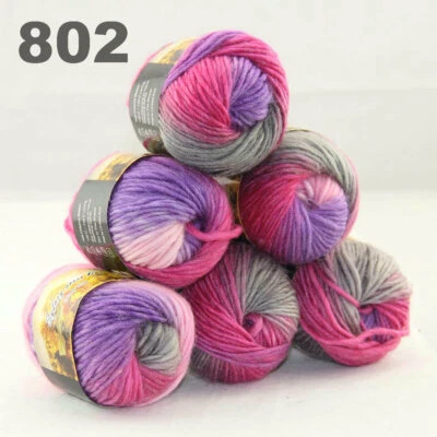 SALE 6BallsX50gr Warm Colorful Rugs Knitting Wool Blankets Crocheted Yarn 02 - Image 1 of 4