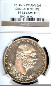 German States Saxe-Altenburg 1903 5 Mark Coin Thaler Taler NGC PF63 CAM PROOF PP - Picture 1 of 3