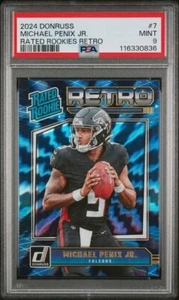 2024 Panini Donruss Rated Rookies Retro Michael Penix Jr. 7 - PSA 9 - Foto 1 di 2