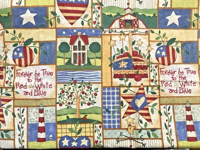 复古 Daisy Kingdom Fabric Forever Be True Patch Beth Yarbrough 3 年爱国者 — 第 1/4 张图片