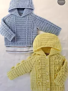 CROCHET PATTERN BABY GIRLS BOYS 0 - 7 yrs CARDIGAN JUMPER DK Patt 16 - 26" -221 - Picture 1 of 2