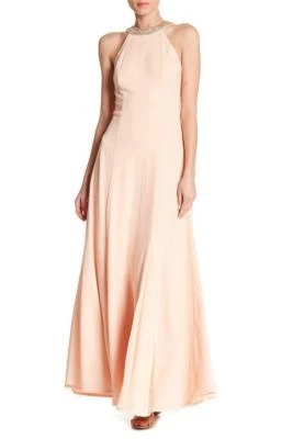 Vestido longo ou vestido MARINA 14 decote enfeitado de pêssego novo com etiquetas $189 - Imagem 1 de 2