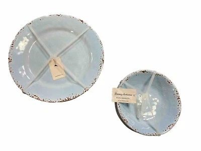 Tommy Bahama Melamina 8 Piezas Set Platos de Cena Ensaladeras ROBIN HUEVO AZUL Crackle Foto 1 de 3