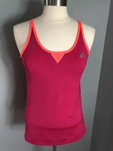 Adidas Size M Athletic Workout Tank Pink Orange Trim Climacool Breathable Gym - Picture 1 of 8