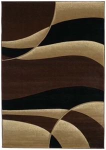 ABSRACT brown CONTEMPORARY 2x8 area rug WAVES runner : Actual Size 2' 7" x 7' 4" - Picture 1 of 1