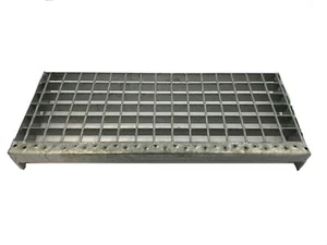 Gitterroststufe, Treppenstufe 240mm Tiefe ─ schweißpress, feuerverzinkt - Bild 1 von 16