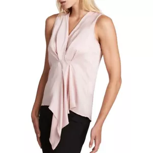 DKNY NEU Damen weiche Rose ärmellos drapierte Kreppbluse Shirt Top 4 TEDO - Bild 1 von 2