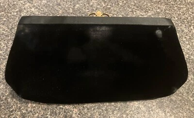 Bolso sin asas vintage MM Morris Moskowitz negro de terciopelo aplastado de noche con monedero Foto 1 de 4
