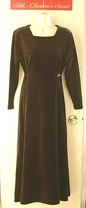 VINTAGE LL BEAN Dress Velvet Black Cotton Blend Long Sleeves Stretch Sz XS *VG++ - Picture 1 of 6