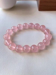 12mm Natural Pink Rose Madagascar Crystal Quartz Beads Bracelet AAA - Picture 1 of 4