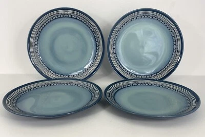 Better Homes & Gardens MEDALLION TEAL grés 11,5" conjunto de pratos de jantar/4 EXCELENTE - Imagem 1 de 4
