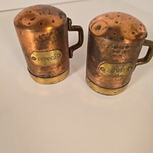 Vtg Rustic Copper and Brass Salt and Pepper Shakers Interpur Taiwan