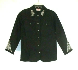 New Quacker Factory Scroll Embellished Jacket 2XS Black A280813 Women YJ20 - Picture 1 of 5