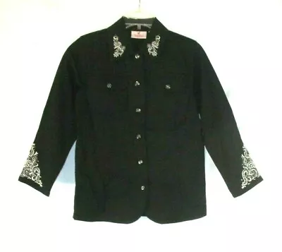 New Quacker Factory Scroll Embellished Jacket 2XS Black A280813 Women YJ20 - Image 1 of 4