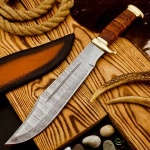 Cuchillo de caza masivo Damasco 16" cocodrilo Dundee hoja fija cuchillo Bowie - - Imagen 1 de 11