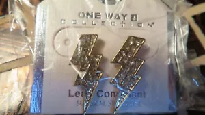 WOMEN'S FASHION JEWELRY- LIGHTENING BOLT WITH WHITE RHINESTONE/WITH SURGICAL PO - Picture 1 of 3