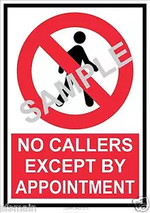 DOOR STEP SIGN NO COLD CALLERS RELIGIOUS TRADERS SURVEYS CANVASSING SALES 3SIZES - Picture 1 of 8