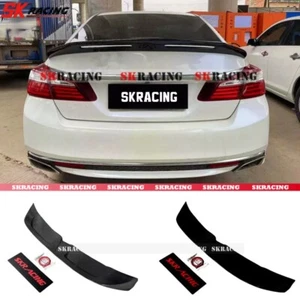 Fits 2013-2017 Honda Accord Sedan Real Carbon Fiber Rear Trunk Wing Spoiler Lip - Picture 1 of 18