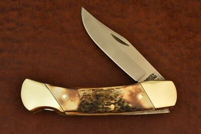 CUCHILLO SCHRADE + EE. UU. TÍO HENRY CIERVO TOSTADO JUMBO 5 PULGADAS ENORME BLOQUEO (23736) Foto 1 de 4