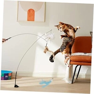 Cat Toy Wand Auto Interactive Toys for Indoor Cat 6 in 1 Hands-Free Brown - Picture 1 of 7
