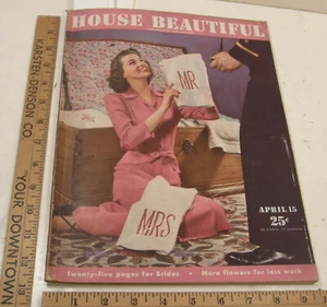 APRIL 15 1942 HOUSE BEAUTIFUL WWII PATRIOTIC WARTIME BRIDES MODERNIZING - Picture 1 of 24