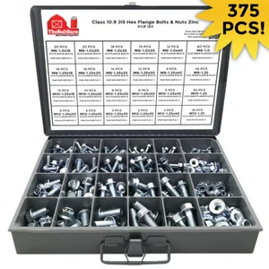 Grado 10.9 Métrico M6 M8 M10 M12 JIS Brida Hexagonal Perno y Tuerca Serr Surtido 375 Piezas - Imagen 1 de 3
